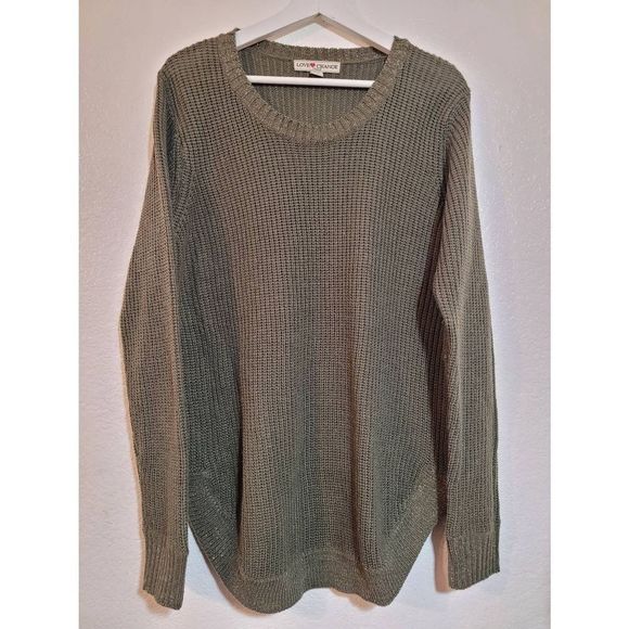 Love Change Women's 2X Crewneck Green Knit  Sweater Metallic Glitter Det… - Picture 1 of 5